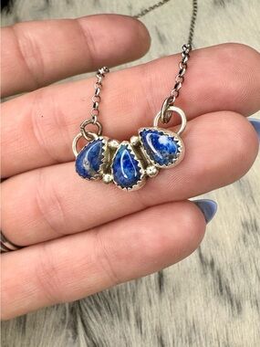 Blue Lapis .925 Silver Teardrop Necklace - Women's Jewelry Native Made